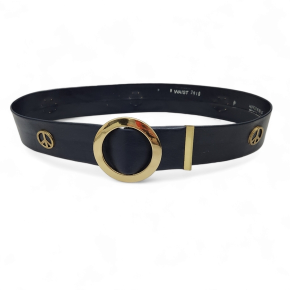 Accessories - Peace sign belt size 29 made in Montreal dark blue hippie bohemian